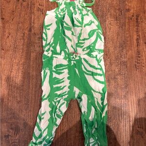Lilly Pulitzer White and Bright Green Tropical Romper